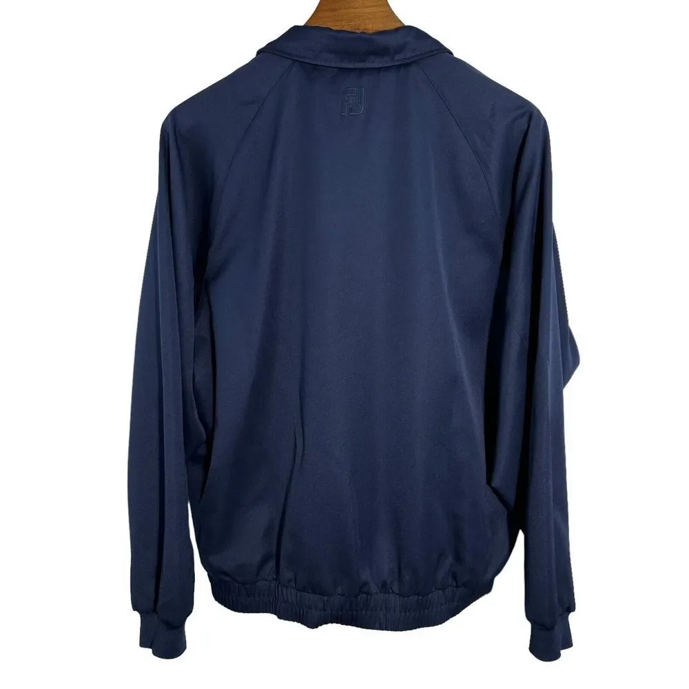 FootJoy FJ Golf Navy Blue Full Zip‎ Long Sleeve Lined Windbreaker Jacket Large